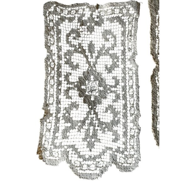 Antique Bosa Lace Handmade Antimacassar Set Intricate Net & Darning Italy Doily - Picture 12 of 16